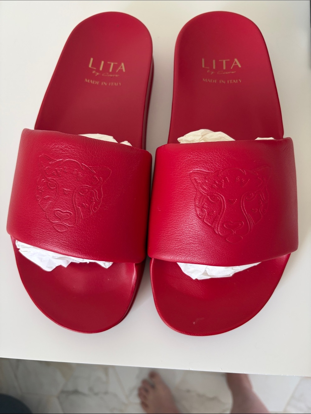 New Leather Slide Sandals - Lita by Ciara - Picture 6 of 8
